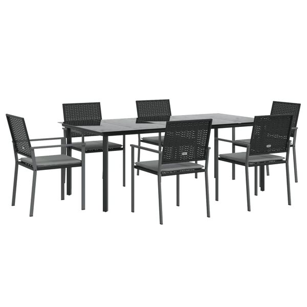 vidaXL Set Pranzo da Giardino 7 pz con Cuscini in Polyrattan e Acciaio