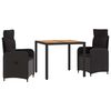 vidaXL Set da pranzo per esterni 3 pz Nero
