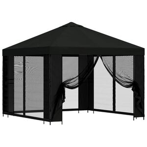 vidaXL Gazebo da giardino con pareti laterali 3 x 3 m Nero