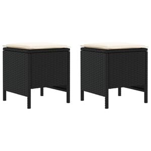 vidaXL 2 pz Poggiapiedi da Giardino Rattan in PE Nero e Crema