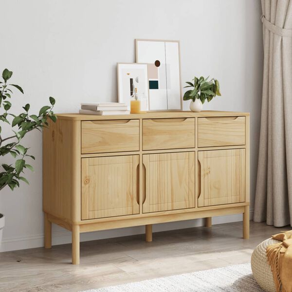 vidaXL Credenza FLORO Marrone Cera 114x43x74 cm in Legno di Pino