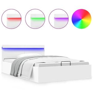 vidaXL Giroletto Contenitore Idraulico LED Bianco Similpelle 140x200cm