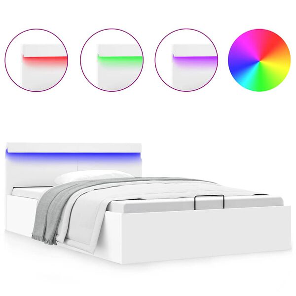 vidaXL Giroletto Contenitore Idraulico LED Bianco Similpelle 140x200cm