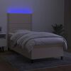 vidaXL Letto a Molle con Materasso e LED Crema 90x200 cm in Tessuto
