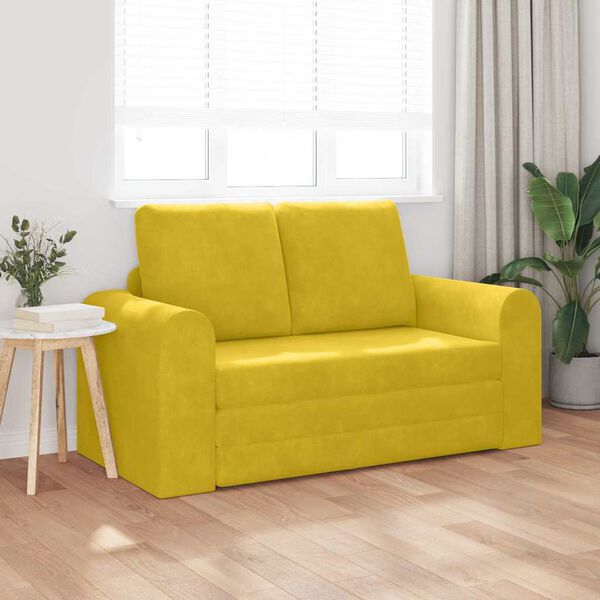 vidaXL Divano letto 60cm Giallo Velluto
