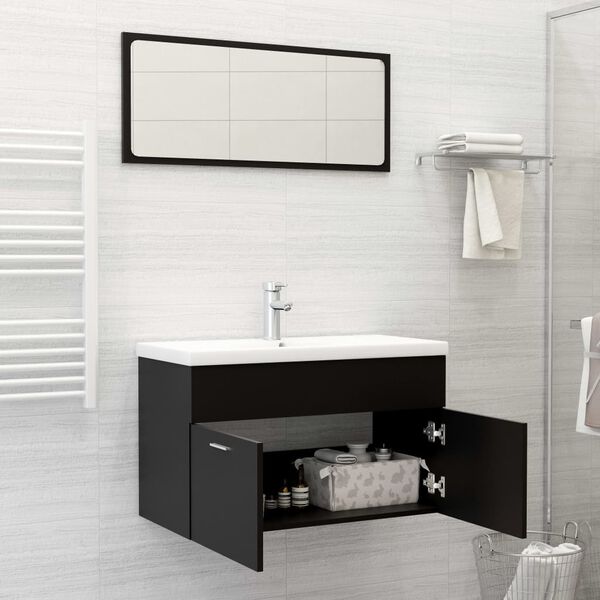 vidaXL Set Mobili da Bagno Nero in Truciolato