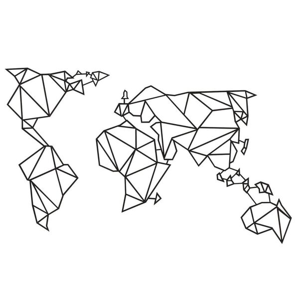 Homemania Decorazione da Parete Mappamondo 100x58 cm in Acciaio Nero