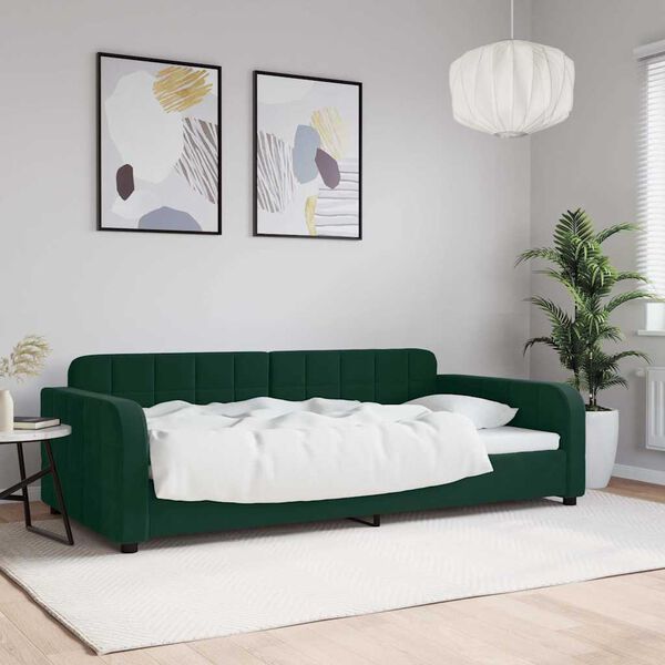 vidaXL Letto da Giorno Verde Scuro 100x200 cm in Velluto