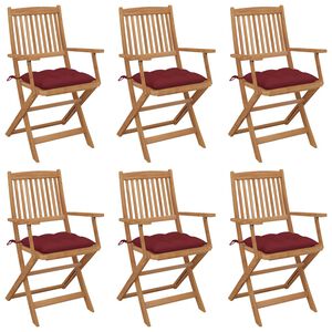 vidaXL Sedie da Giardino Pieghevoli 6 pz con Cuscini Massello Acacia