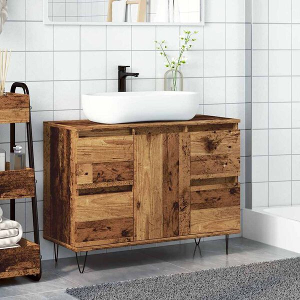 vidaXL Mobile da Bagno Legno Antico 80x33x60 cm in Truciolato