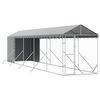 vidaXL Cuccia Cani da Esterno Tetto Argento 2x10x2,5 m Acciaio Zincato