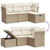 vidaXL Set Divano da Giardino 4 pz con Cuscini Beige in Polyrattan