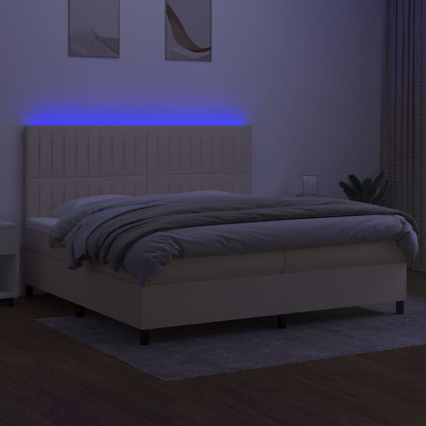 vidaXL Letto a Molle Materasso e LED bianco 200x200cm in Tessuto