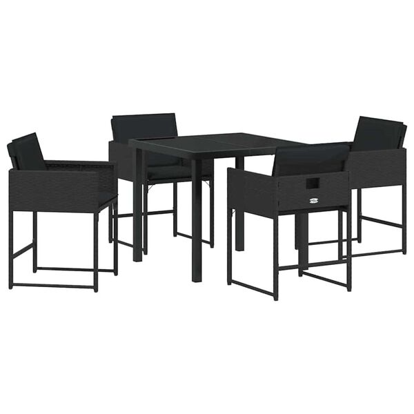 vidaXL Set da Pranzo per Giardino 5 pcs Nero polyrattan