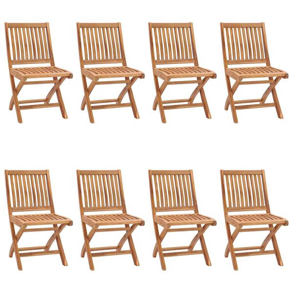 vidaXL Sedie da Giardino Pieghevoli con Cuscini 8 pz Massello di Teak