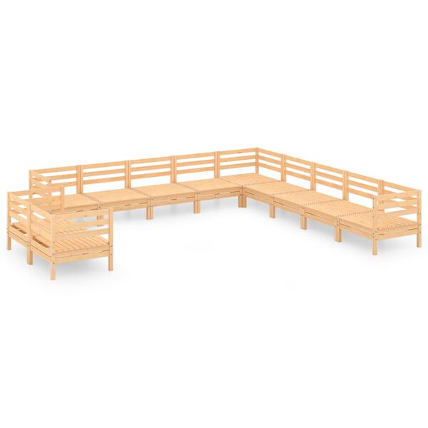 vidaXL Set Salotto da Giardino 11 pz in Legno Massello di Pino