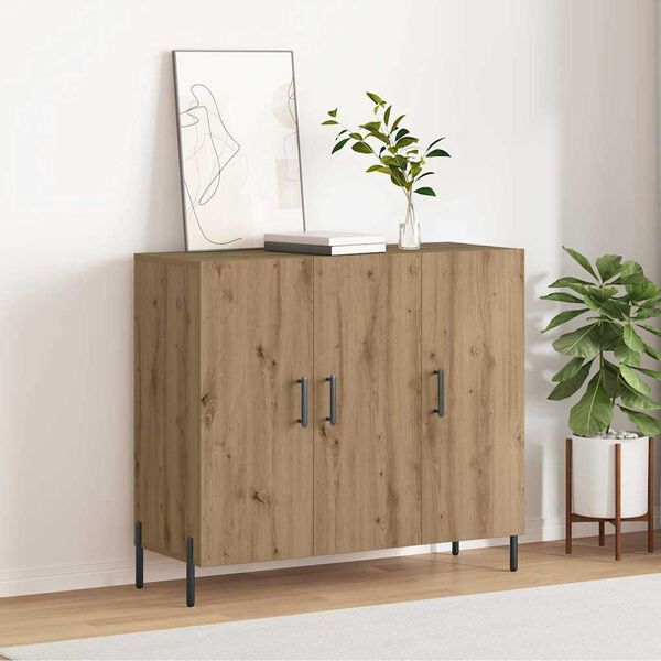 vidaXL Credenza Rovere artigianale 90 x 34 x 80 cm Legno multistrato