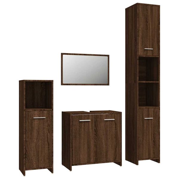 vidaXL Set Mobili da Bagno 4 pz Rovere Marrone in Legno Multistrato