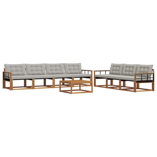 vidaXL Set di divani da esterno 8 pcs Grigio Naturale e Chiaro