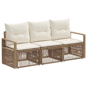 vidaXL Set Divano da Giardino 3 pz Beige polyrattan