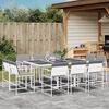 vidaXL Set da Pranzo da Giardino 11 pz con Cuscini Bianco in Textilene