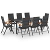 vidaXL Set da Pranzo da Giardino 9 pz Nero e Marrone