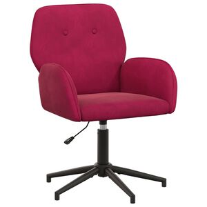 vidaXL Sedia da scrivania girevole 54 x 55 x 90 cm Rosso Vino Velluto