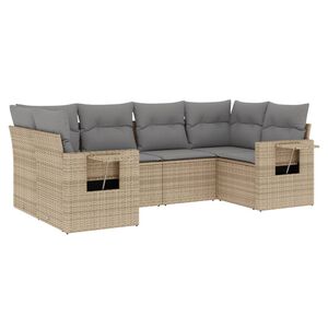 vidaXL Set Divano da Giardino 6 pz con Cuscini Beige in Polyrattan