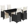 vidaXL Set Bistr&ograve; da Giardino 5 pz con Cuscini in Polyrattan Nero