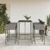 vidaXL Set Bar da Giardino 5 pz con Cuscini in Polyrattan Grigio
