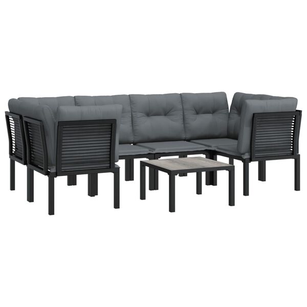 vidaXL Set Salotto da Giardino 6 pz in Polyrattan Nero e Grigio