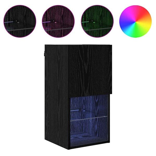 vidaXL Mobile TV da Parete Rovere Nero 30,5 x 30 x 60 cm