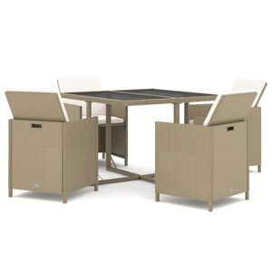 vidaXL Set da Pranzo da Giardino 5 pz con Cuscini Beige in Polyrattan