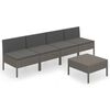 vidaXL Set Divani da Giardino 5 pz con Cuscini in Polyrattan Grigio