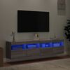 vidaXL Mobili TV a Parete con Luci LED 2pz Grigio Sonoma 80x30x40 cm