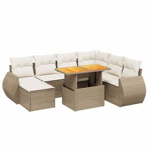 vidaXL Set Divano da Giardino 8 pz con Cuscini Beige in Polyrattan