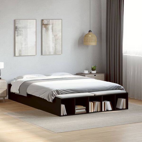 vidaXL Giroletto Nero 140x190 cm in Legno Multistrato