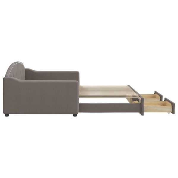 vidaXL Divano Letto Estraibile con Cassetti Tortora 100x200 cm Tessuto