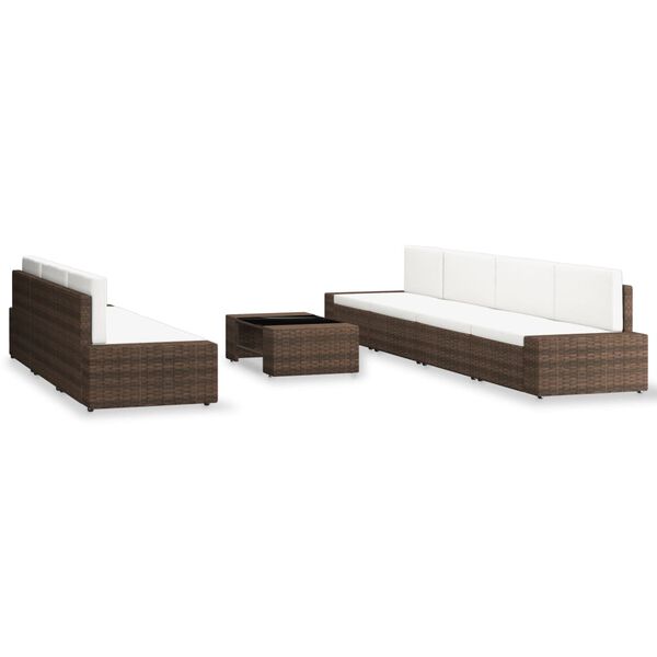 vidaXL Set Divani da Giardino 8 pz in Polyrattan Marrone