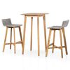 vidaXL Set da Bar 3 pz in Legno Massello di Acacia