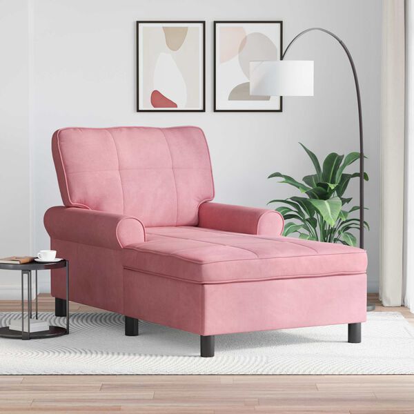 vidaXL Chaise Lounge con cuscino Rosa 91 x 157 x 91 cm Velluto