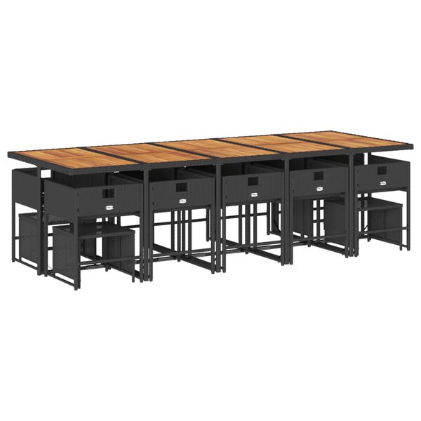 vidaXL Set da Pranzo da Giardino 15 pz con Cuscini Nero in Polyrattan