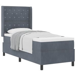 vidaXL Letto a molle con materasso Grigio scuro 80 x 200 cm Velluto
