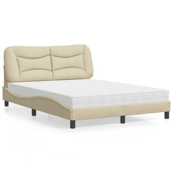 vidaXL Letto con Materasso Hvar Crema 120x200 cm in Tessuto