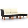 vidaXL Set di Divani da Giardino 3 pz Polyrattan Massello di Eucalipto