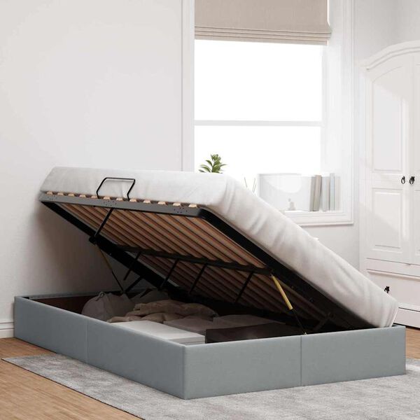 vidaXL Letto con Contenitore Grigio chiaro 120 x 200 cm Tessuto