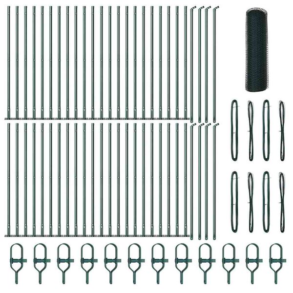 vidaXL Recinzione con pali. Verde 0.5 x 100 m Acciaio rivestito in PVC