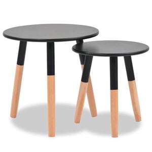 vidaXL Set Tavolini 2 pz in Legno Massello di Pino Neri