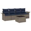 vidaXL Set Divano da Giardino 5 pz Grigio e Blu Navy polyrattan