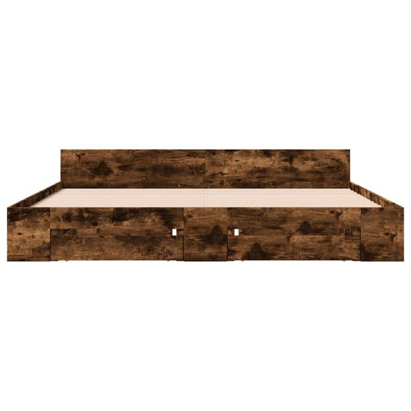 vidaXL Giroletto con Cassetti Rovere Fumo 180x200 cm Legno Multistrato